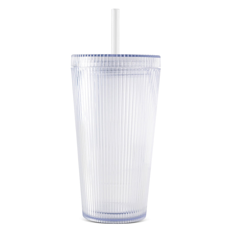 Double-Wall Lightweight 18oz Iced Coffee Tumbler with Straw